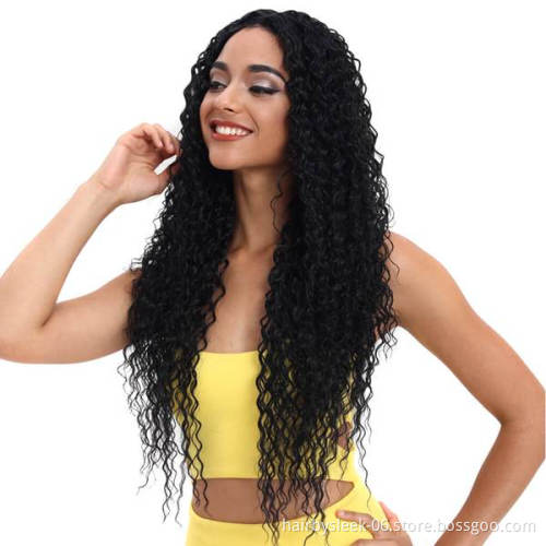 31Inch 1B# Synthetic Lace Front Wig High-Temperature Synthetic Fiber Energetic Spring Curly Long Wavy Hair wigs For Black Women